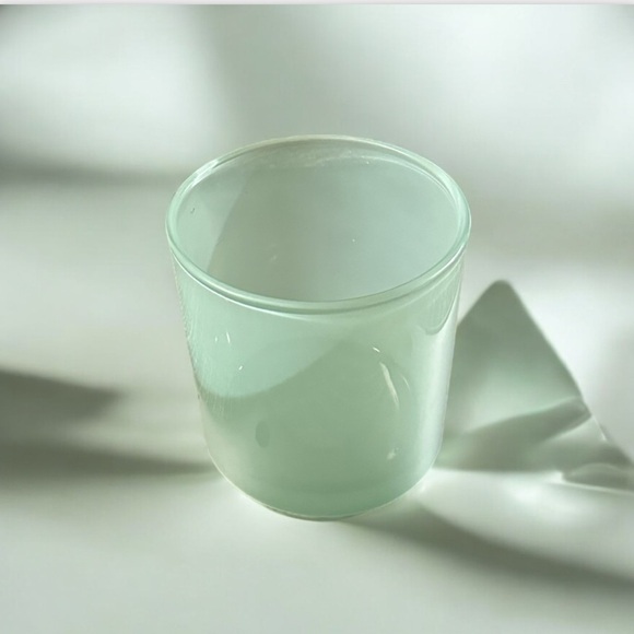 Translucent Teal Glass Decorative Jar With removable Wooden Lid Designed - Picture 5 of 13